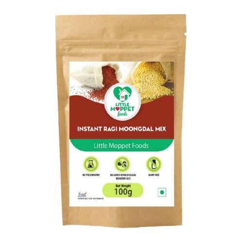 Instant Ragi Moongdal Powder is a nutrient rich baby food with no preservatives or chemicals for healthy bones and rapid brain and body development..