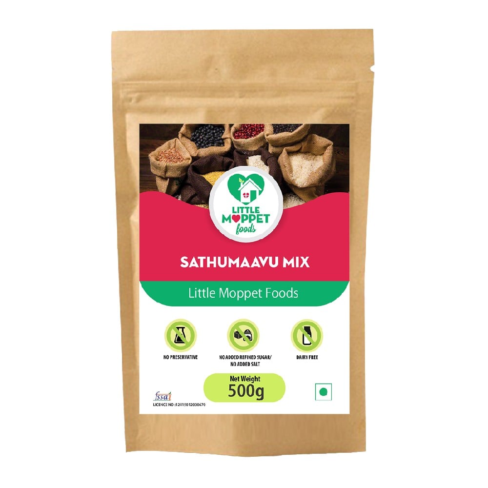 Sathumaavu health mix is a weight gaining health mix for babies.This Multigrain health mix consists of 13 different pulses, cereals and dry fruits.