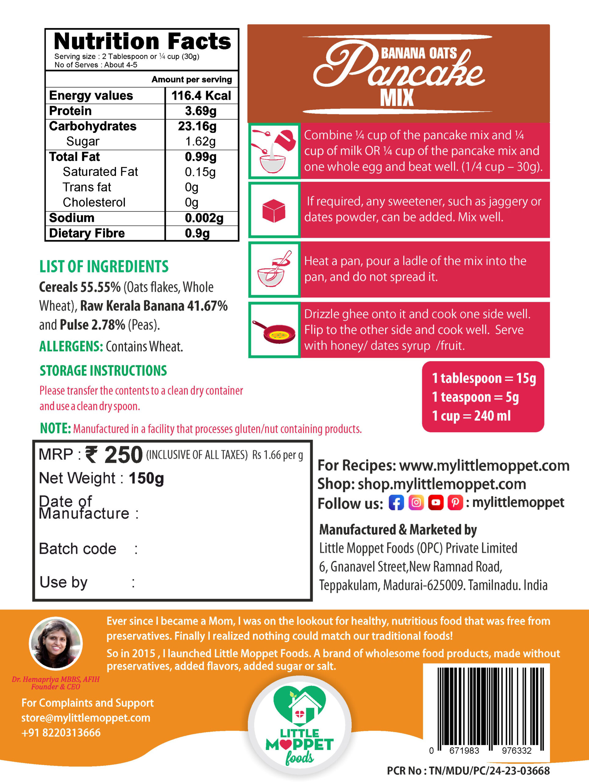 Banana Oats Pancake Mix