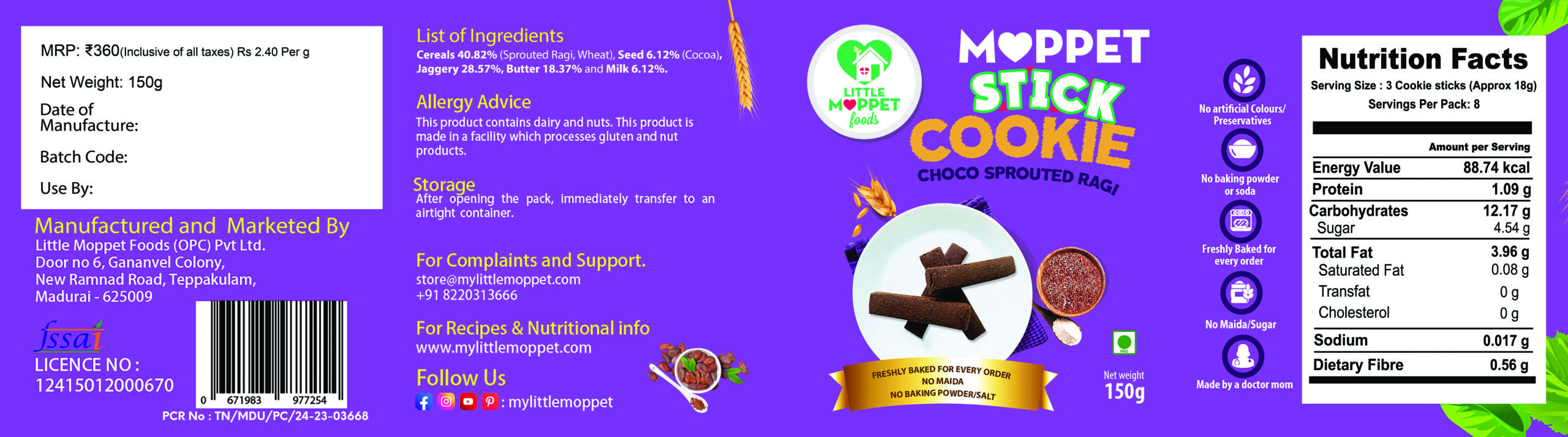 Choco Sprouted Ragi Cookies