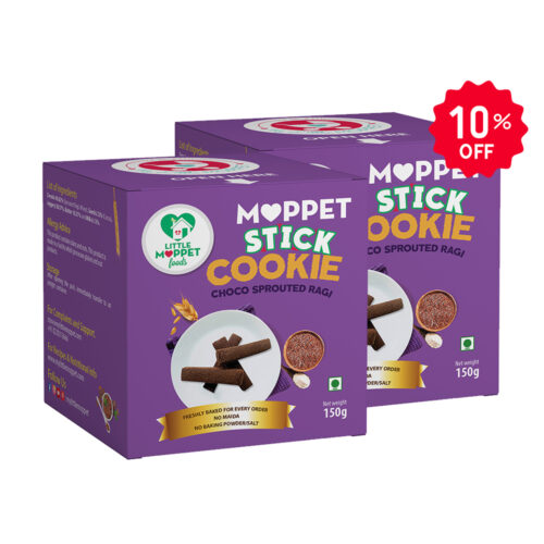 Choco Sprouted Ragi Moppet Stick Cookies - Pack of 2