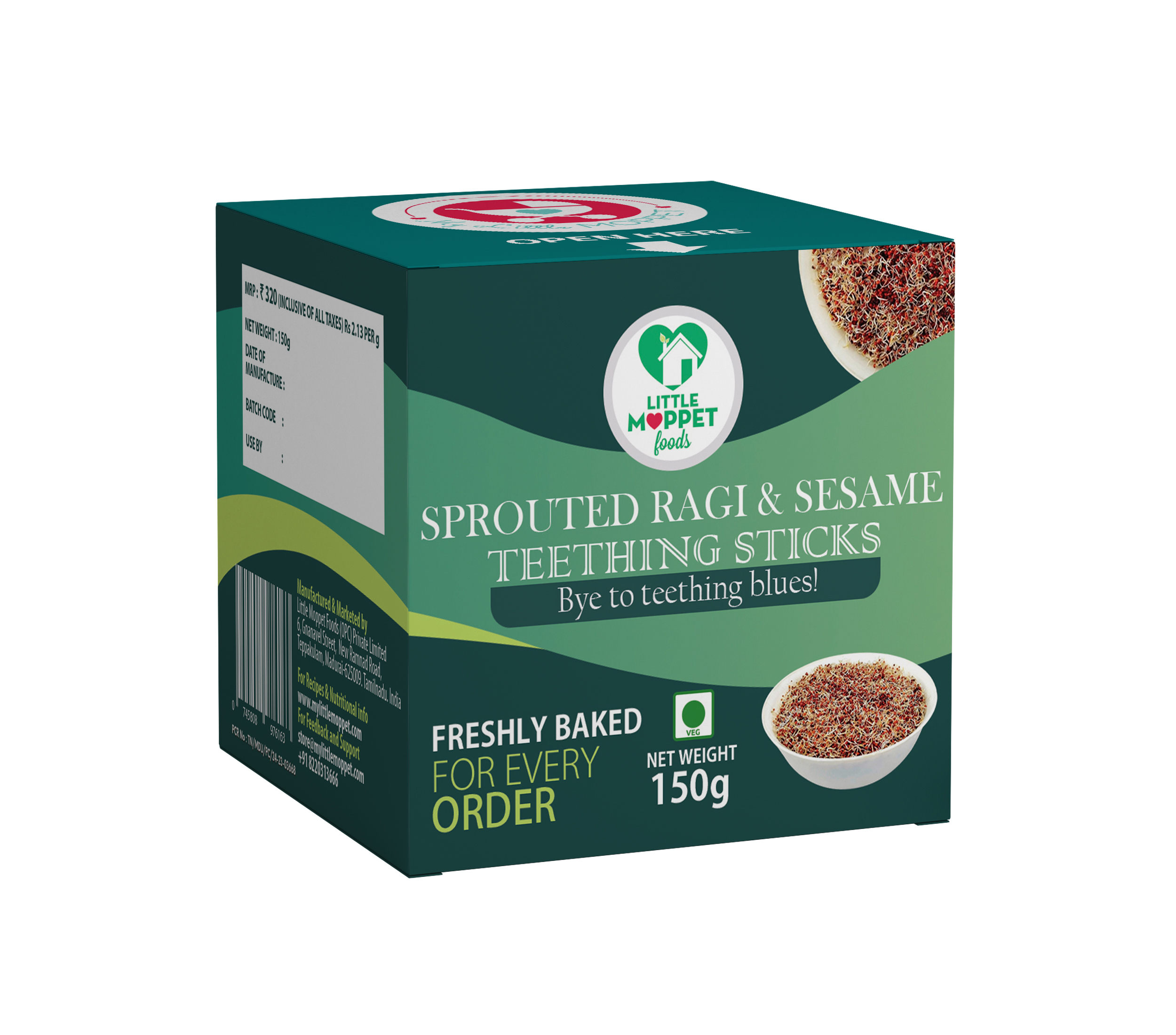 Sprouted Ragi Sesame Teething Sticks