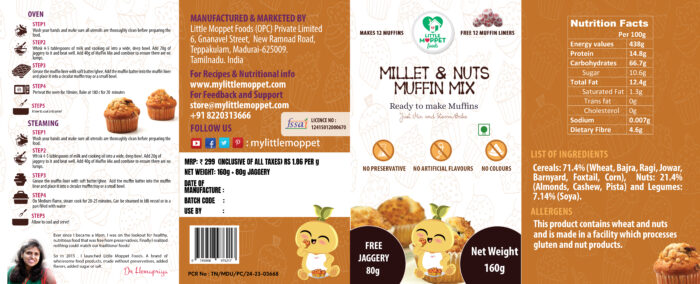 Millet and Nuts Muffins Mix [FREE Jaggery 80g] - Image 2