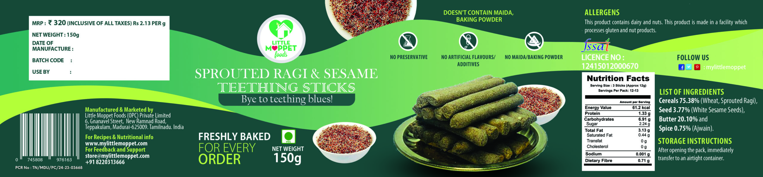 SPROUTED-RAGI SESAME TEETHING STICKS