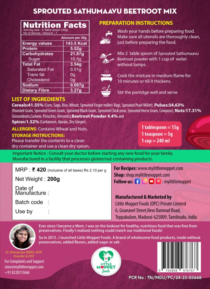 Sprouted Sathumaavu Beetroot MIx