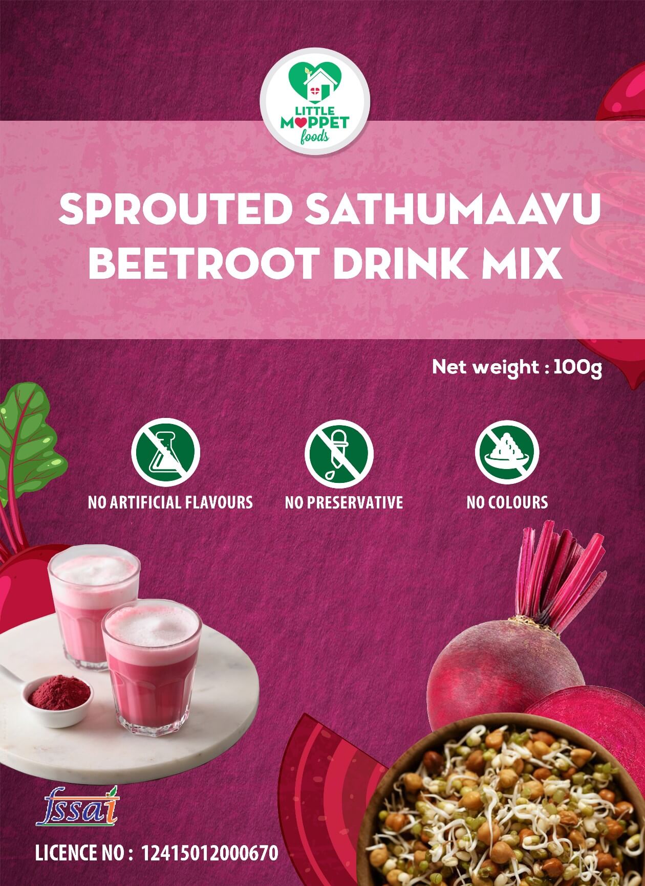 Sprouted Sathumaavu Beetroot Drink Mix