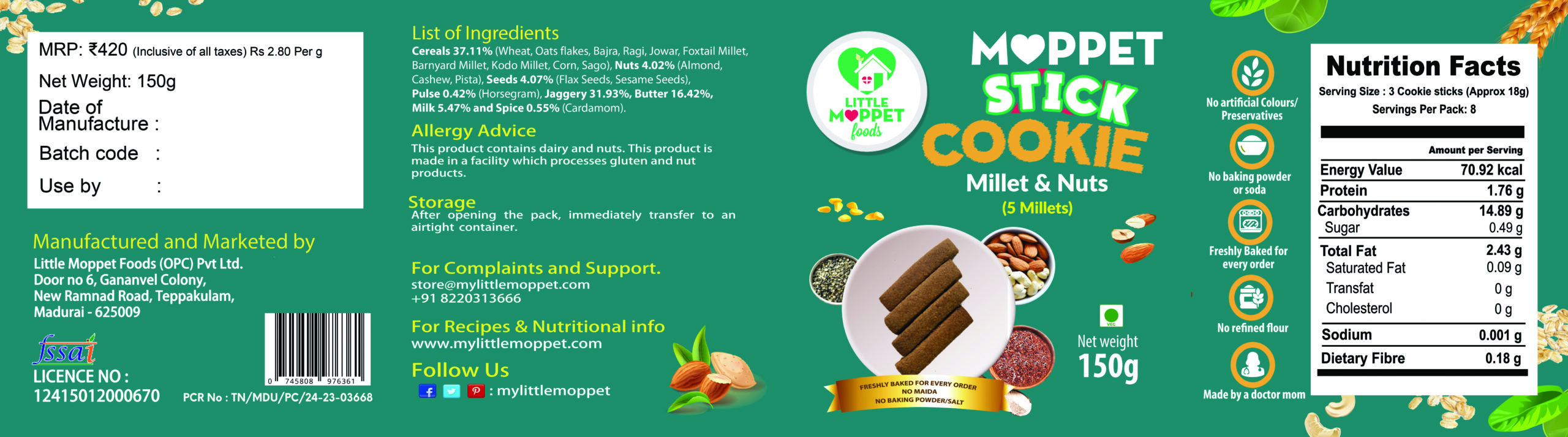 Millets and Nuts Moppet Cookies (150g) - Image 2